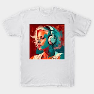 Excessivism Art White Woman Listening Music Lover Throw T-Shirt